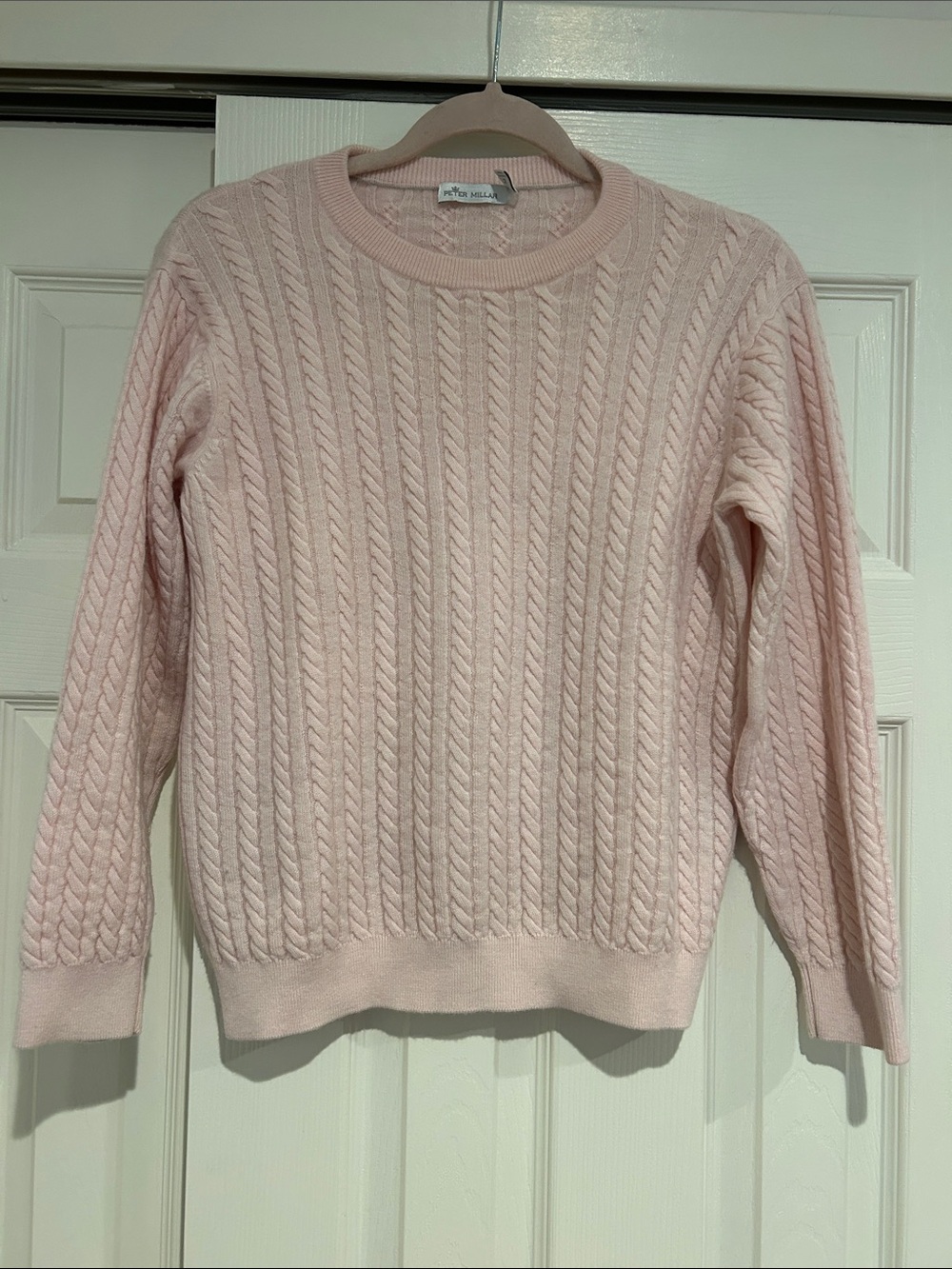 Peter Millar Light Pink Cable Knit Cashmere Sweater size medium